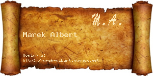 Marek Albert névjegykártya